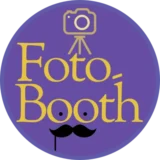 Στρογγυλό λογότυπο Foto-Booth: η συνύπαρξη της τέχνης της φωτογραφίας με την ατελείωτη διασκέδαση και την αυθεντικότητα των στιγμών.